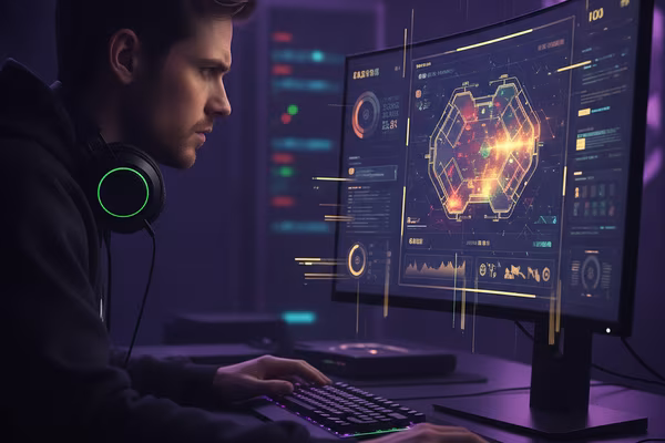 Esports analyst studying a heat map of competitive matches
